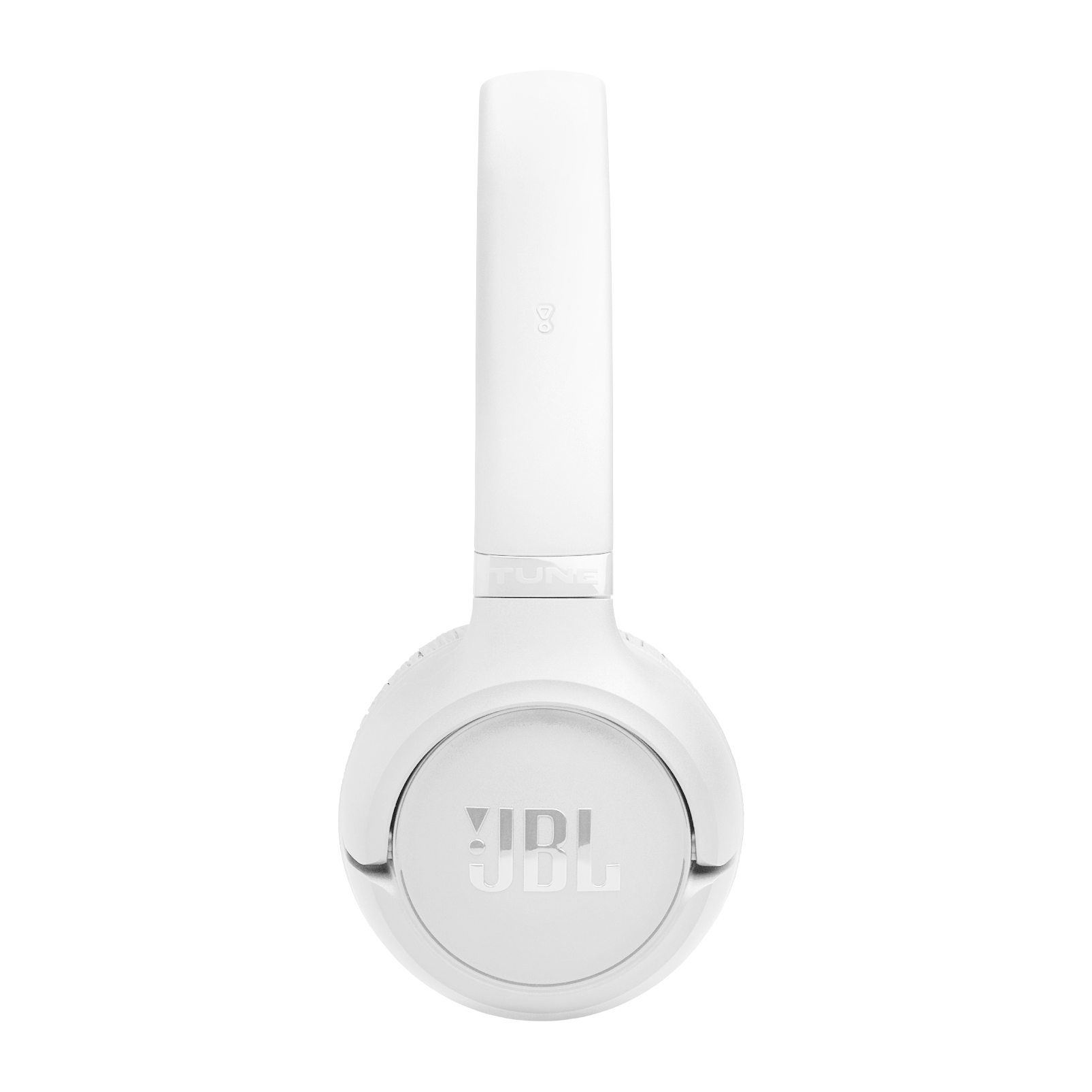 Kulaklıklar üzerinde JBL logosu bulunan beyaz kulaklıklar.