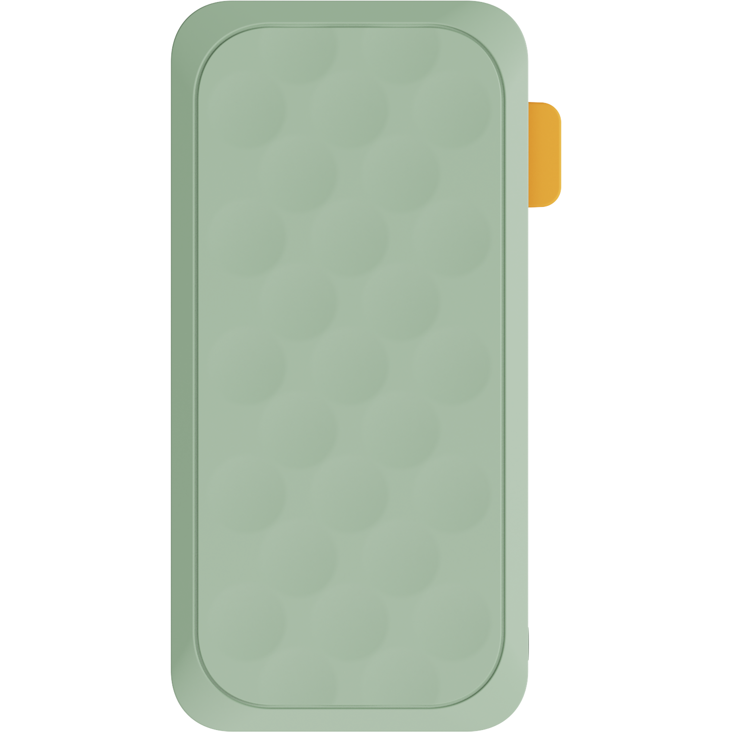 Een groene schaal met een gele lip.
