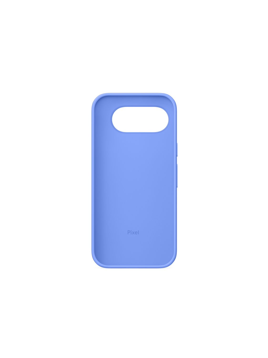 Funda azul para teléfono Pixel con recorte para cámara y logo sobre fondo blanco.