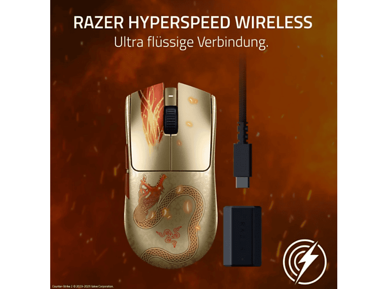 Razer Viper V3 Pro Counter-Strike 2 Dragon Lore Edition gold/rot; Gaming Mouse — Foto 2 von 5