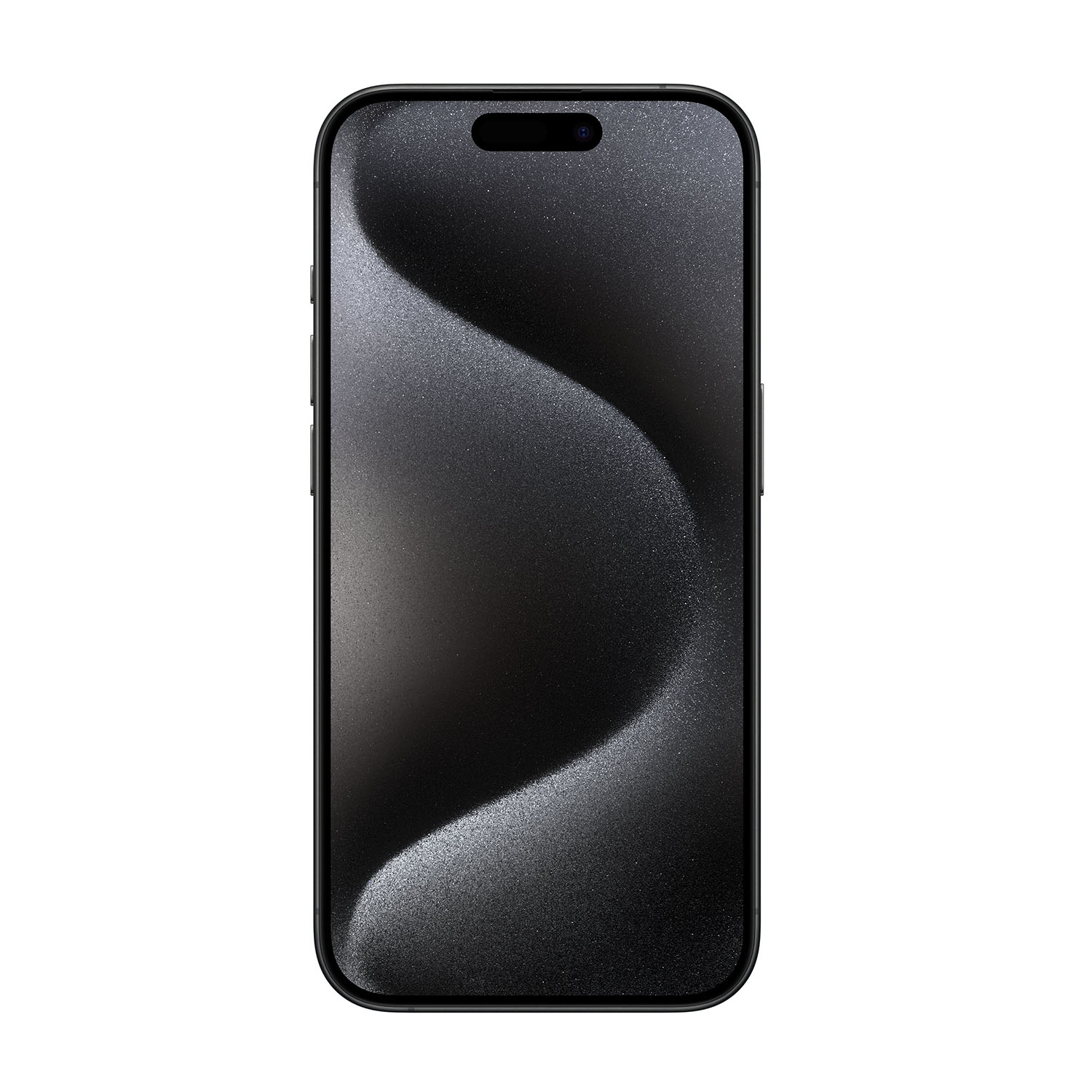 Uno smartphone nero con un motivo grigio curvo sullo schermo.