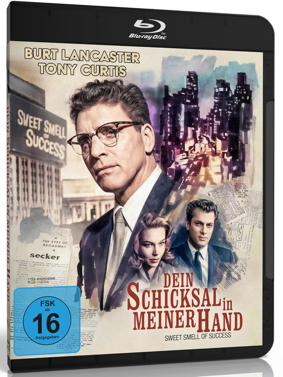 Blu-ray Cover: Burt Lancaster, Tony Curtis, und Susan Harrison. Stadtbild.