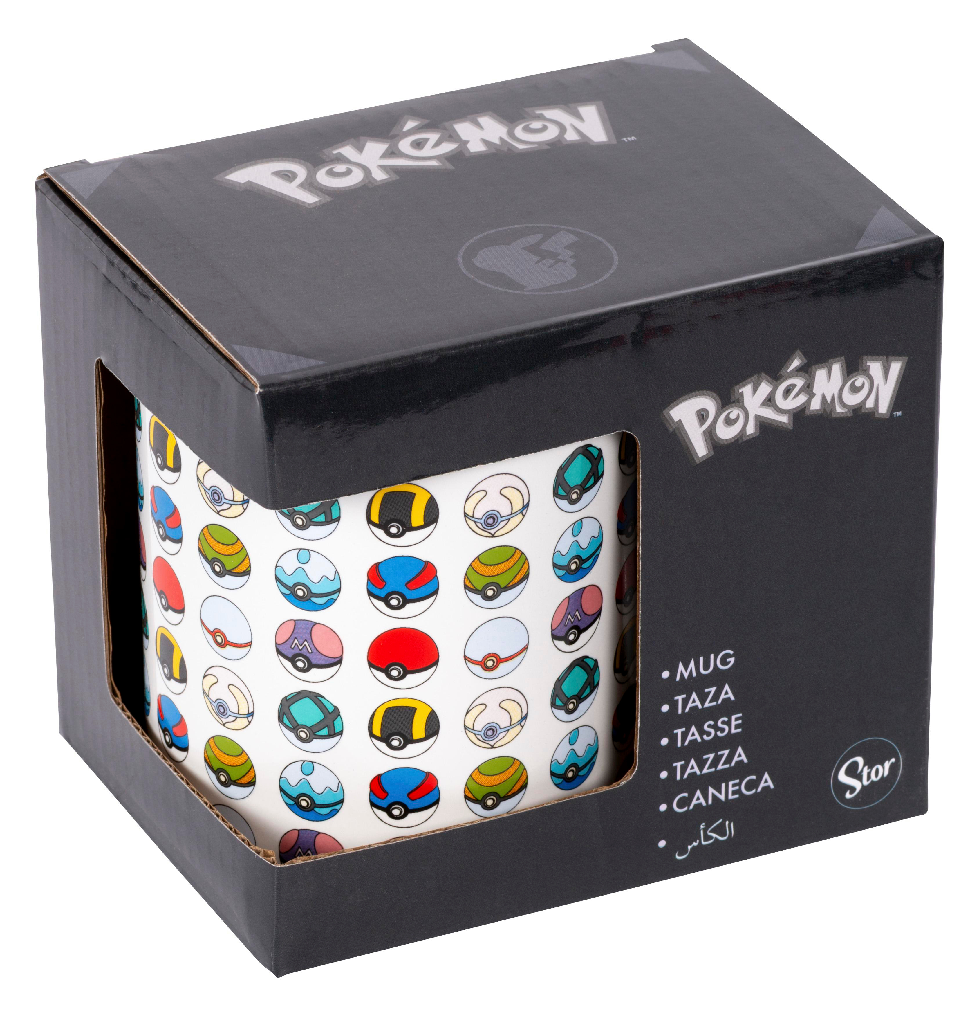 Schwarze Box mit Pokémon-Logo, zeigt eine Tasse mit bunten Pokébällen.