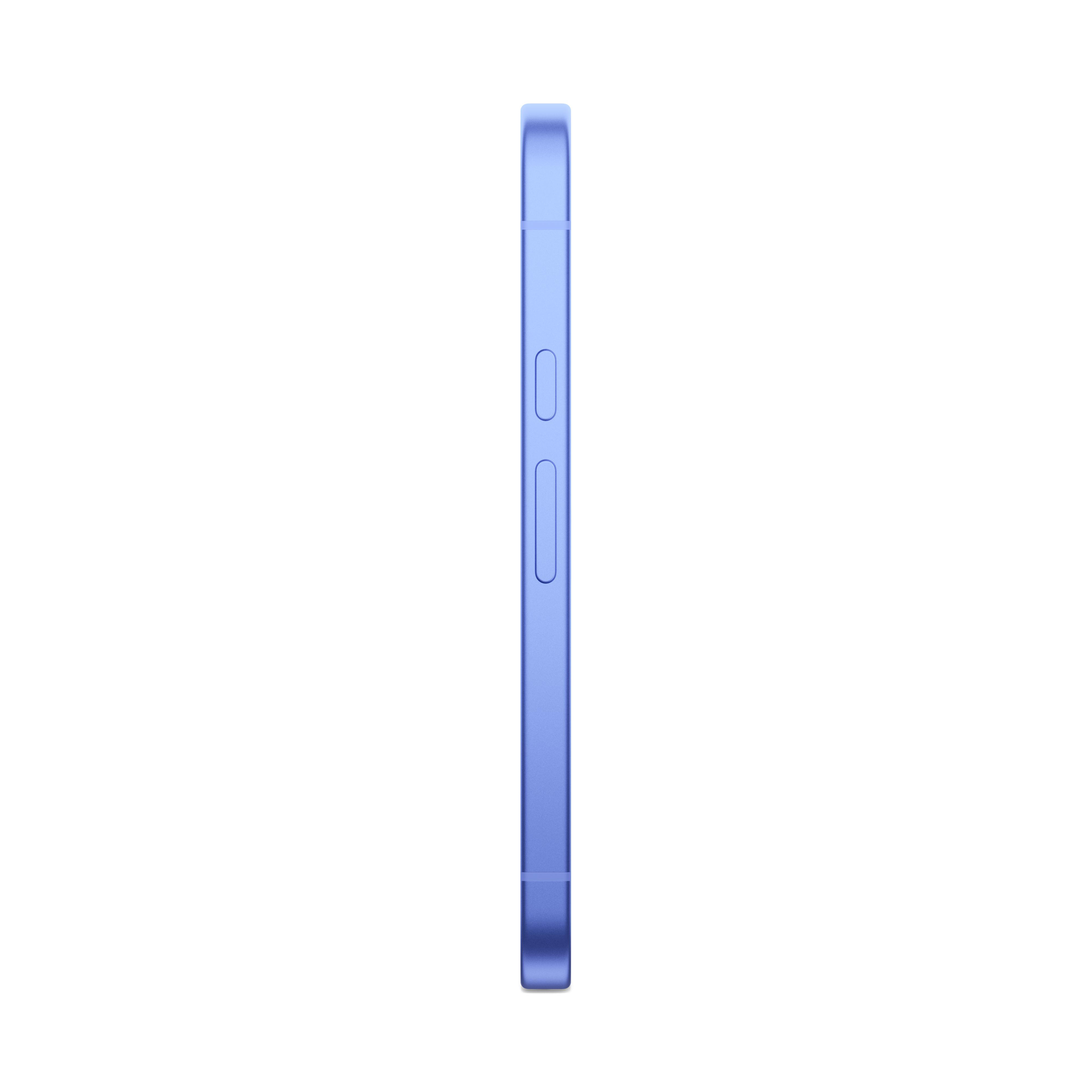 Eine blaue Smartphone-Seite mit Knöpfen auf weißem Hintergrund.