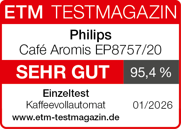 ETM Testmagazin: Philips Kaffeevollautomat SEHR GUT 95.4%