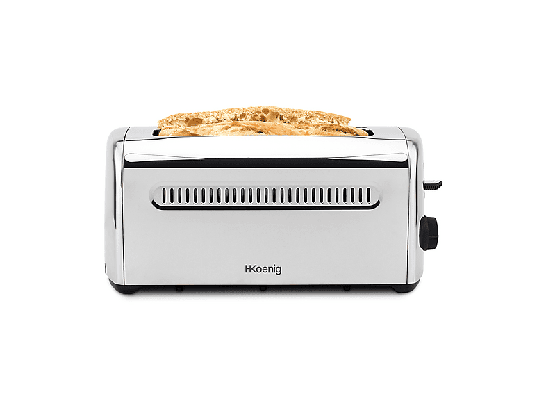 Tostapane H.KOENIG TOAS32, Potenza 1500 W, Numero di fessure per tostare 2, Livelli tostatura 7 , Sistema sollevamento, Funzione scongelamento, Raccoglitore briciole, Argento