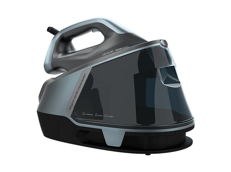 Centro de planchado - Cecotec IronHero H-2800 Professional Station, 2800 W, Suela cerámica, 150 g/min, Golpe 550 Azul