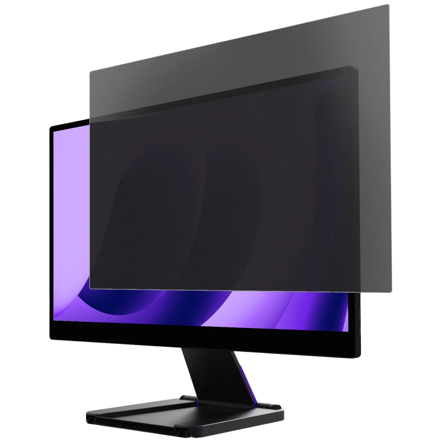 A monitor with a privacy filter obscuring the screen display.