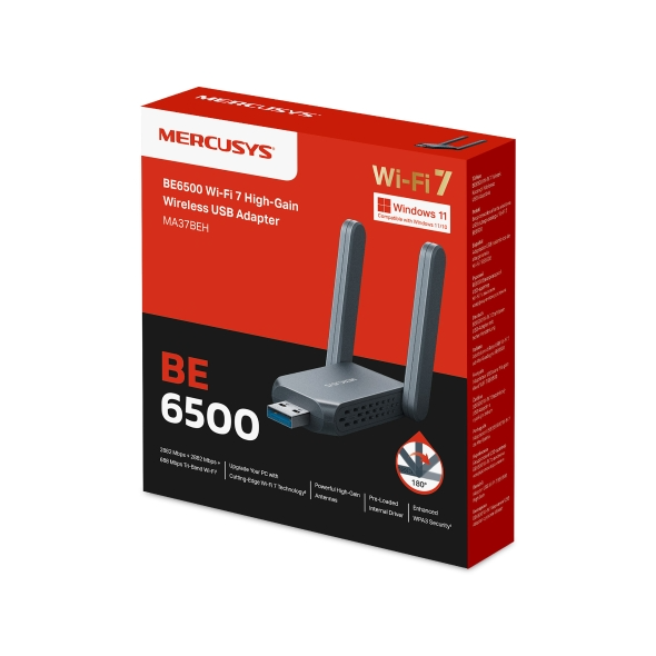 MERCUSYS Wi-Fi 7 USB adapter 2 antennával, Windows 11 kompatibilis.