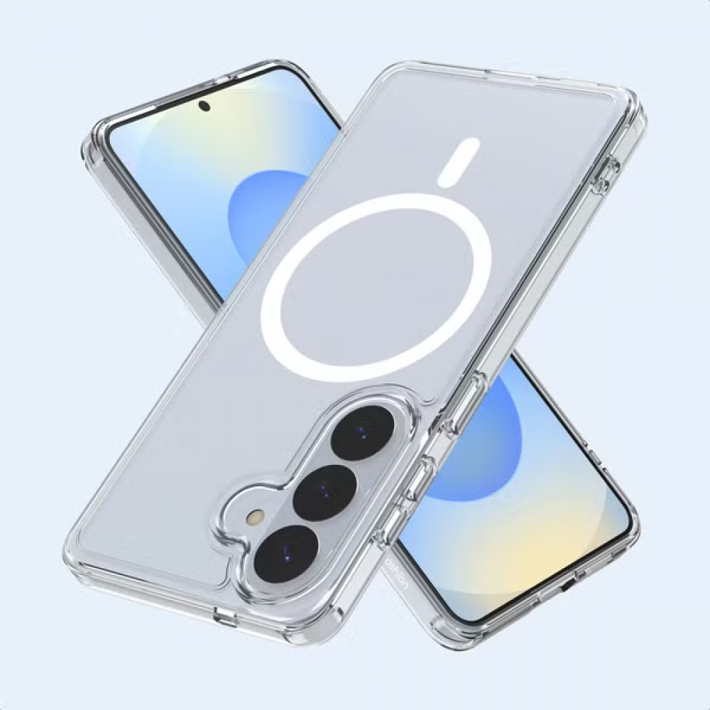 Átlátszó telefontok mágnesgyűrűvel két telefonon.