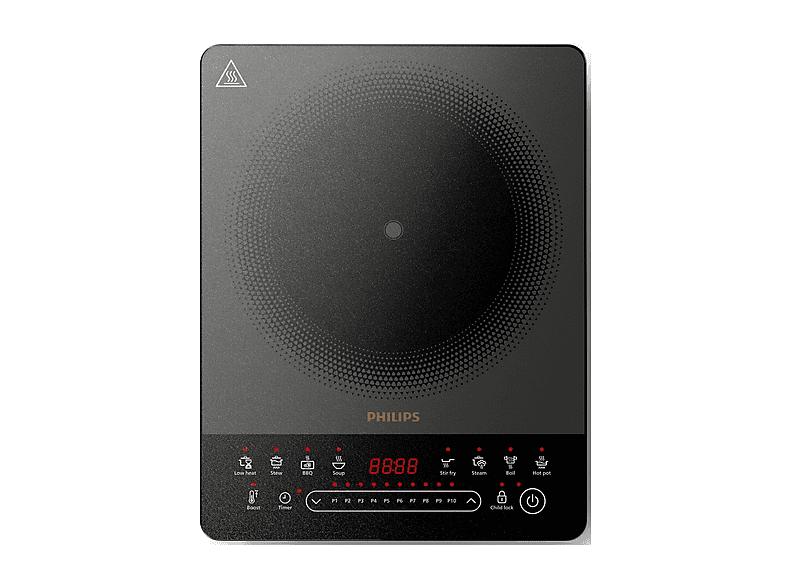 PIASTRA A INDUZIONE PHILIPS Serie 5000 HD5850/90, Assorbimento potenza 2000 W, Zone di cottura 1, Dimensione prima piastra 218 mm, Nero