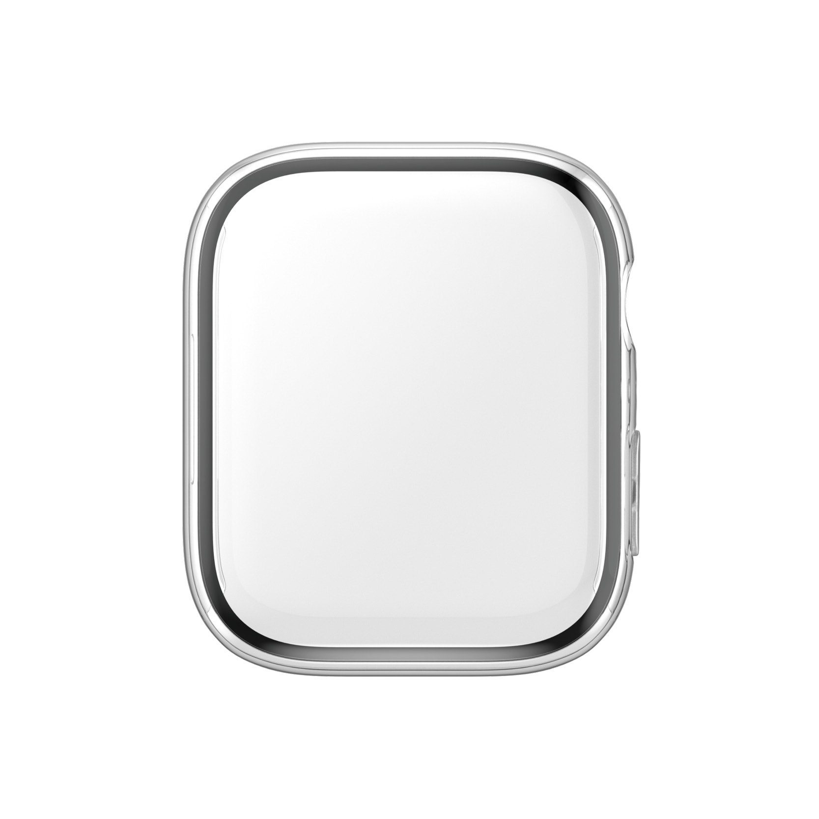 Przezroczysta ramka ochronna dla prostokątnego urządzenia z zaokrąglonymi rogami.