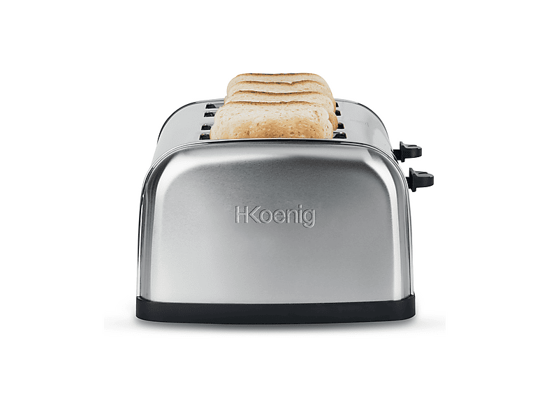 Tostapane H.KOENIG TOAS14, Potenza 1700 W, Numero di fessure per tostare 4, Livelli tostatura 6 , Sistema sollevamento, Funzione scongelamento, Raccoglitore briciole, Argento