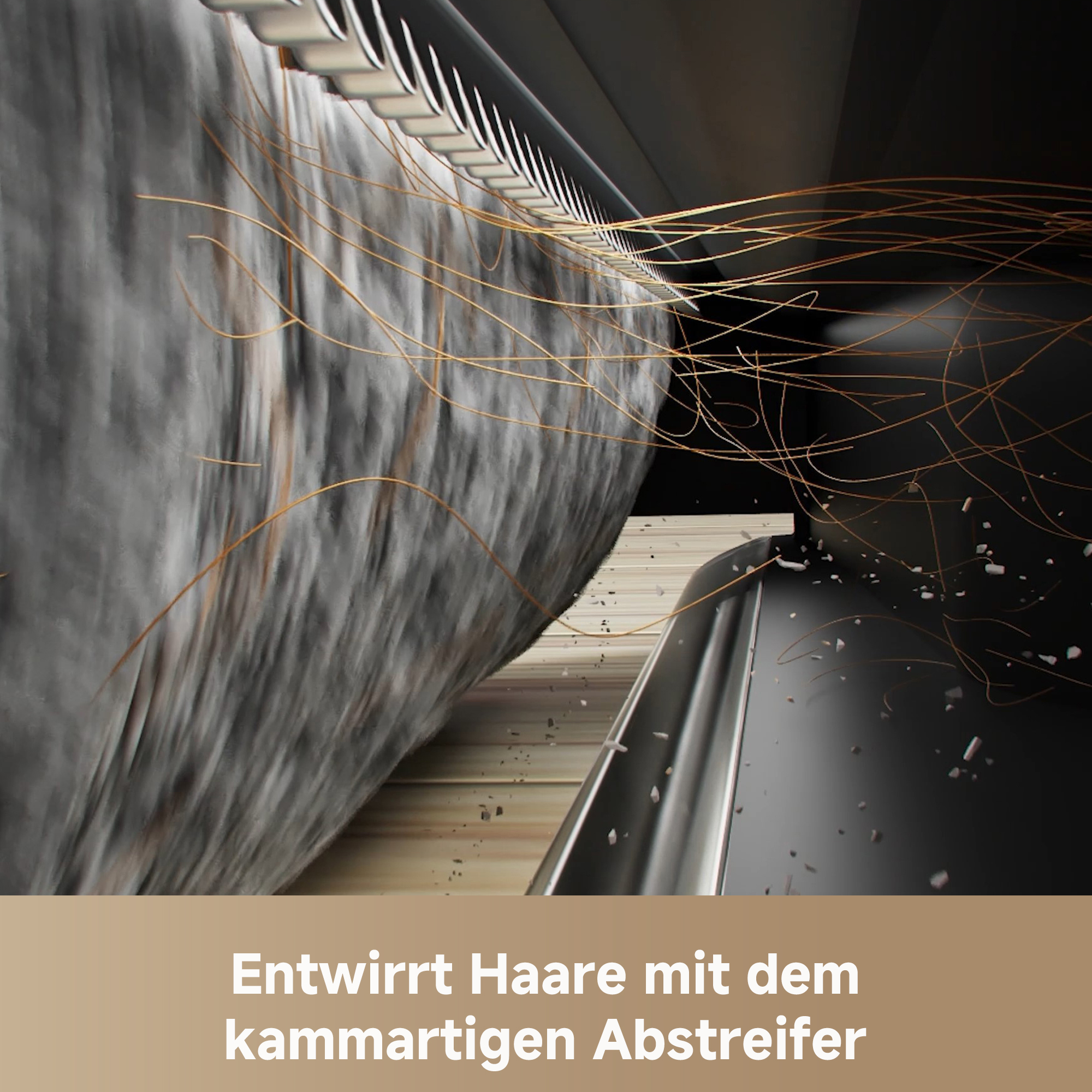 Entwirrt Haare mit dem kammartigen Abstreifer