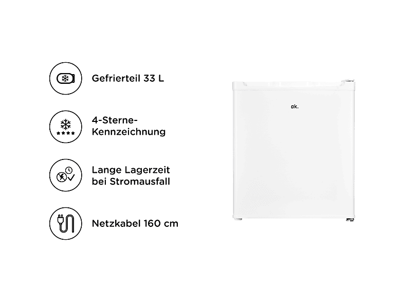 OK. OFZ 061 D W Gefrierschrank (D, 33 l, 508 m hoch)