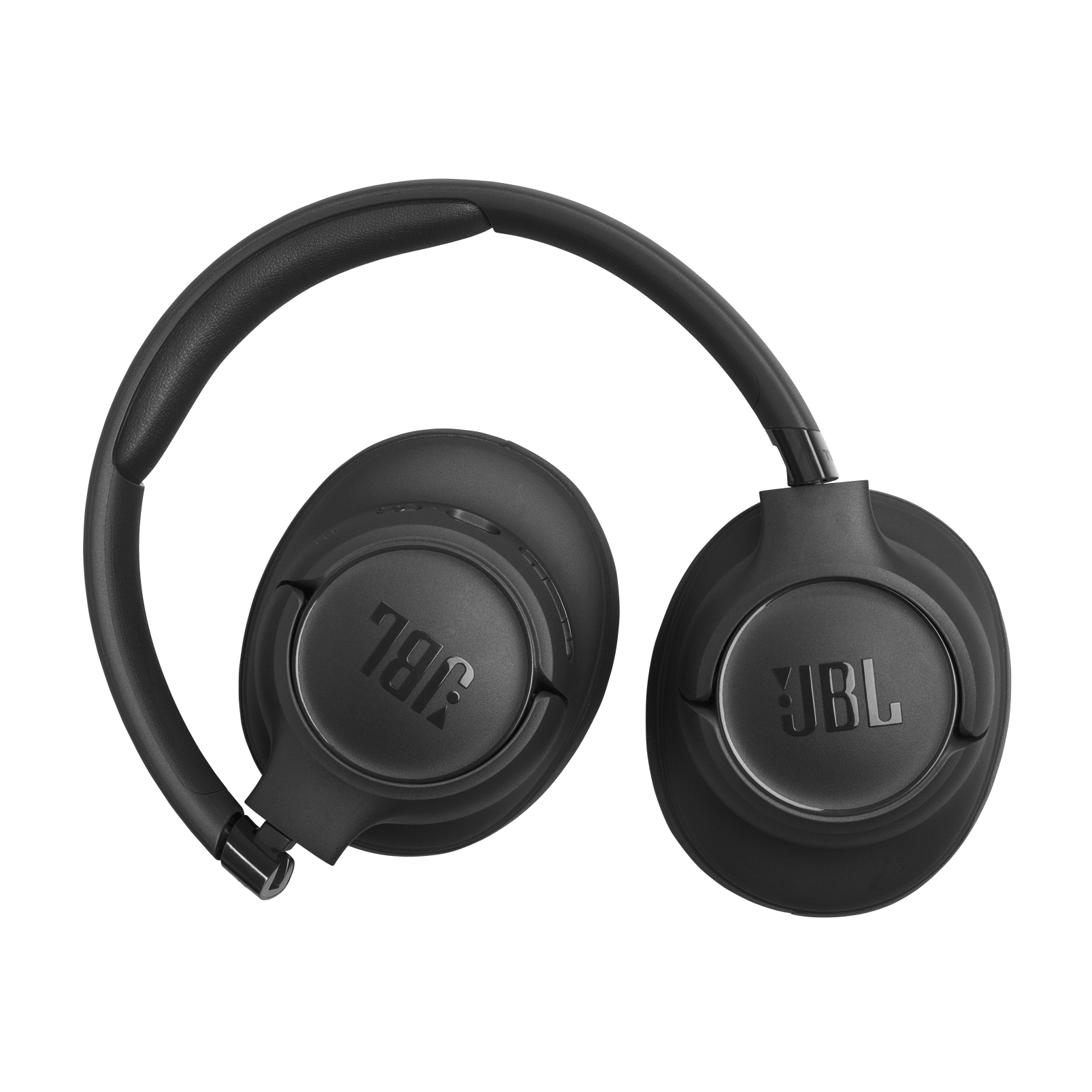 Yastıklı başlığa ve kulaklıklara sahip siyah JBL kulaklık.