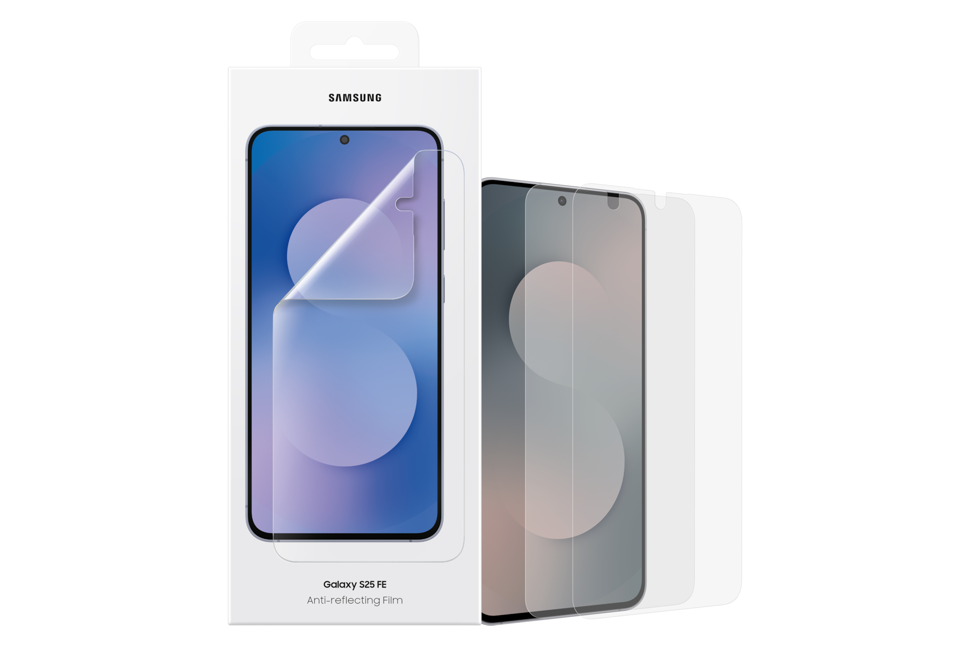 Folia antyrefleksyjna Samsung Galaxy S25 FE w pudełku i luzem.