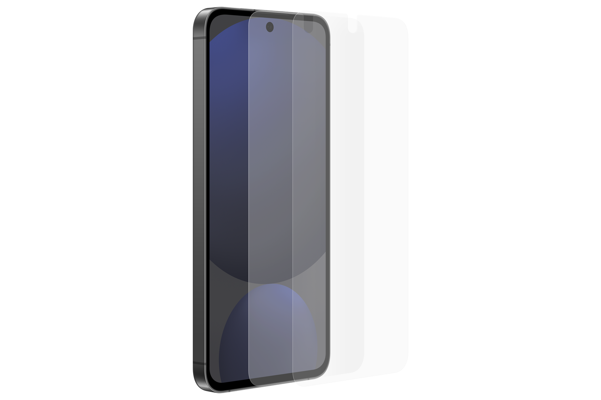 Smartfon z folią ochronną na ekran i szkłem ochronnym.