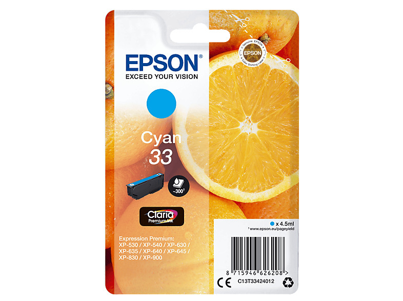 Wkład atramentowy EPSON 33 Cyjan