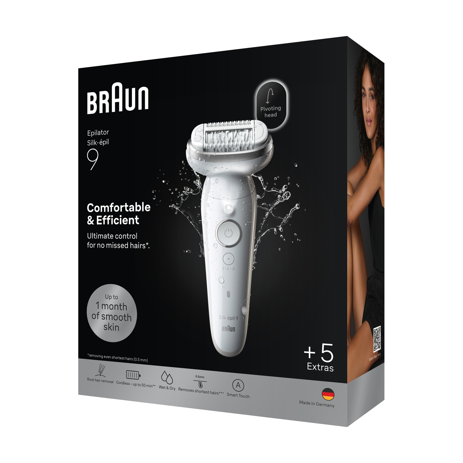 Epilatore Braun Silk-épil 9 con testina oscillante, per pelle liscia.