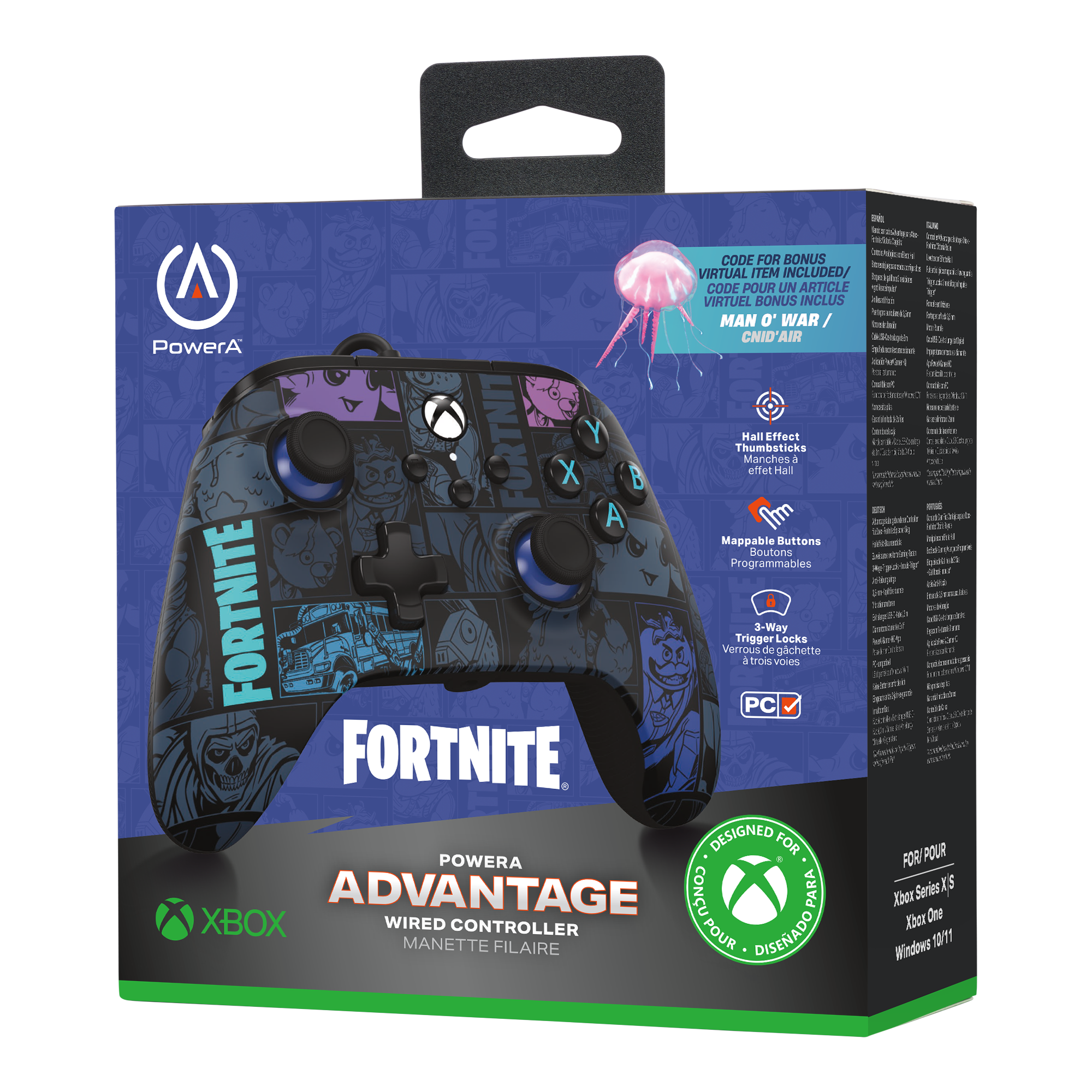 Fortnite Controller-Verpackung mit detaillierten Charakterabbildungen und dem PowerA-Logo.