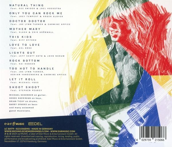 Albumcover mit Songliste und künstlerischer Darstellung eines Mannes mit Gitarre.