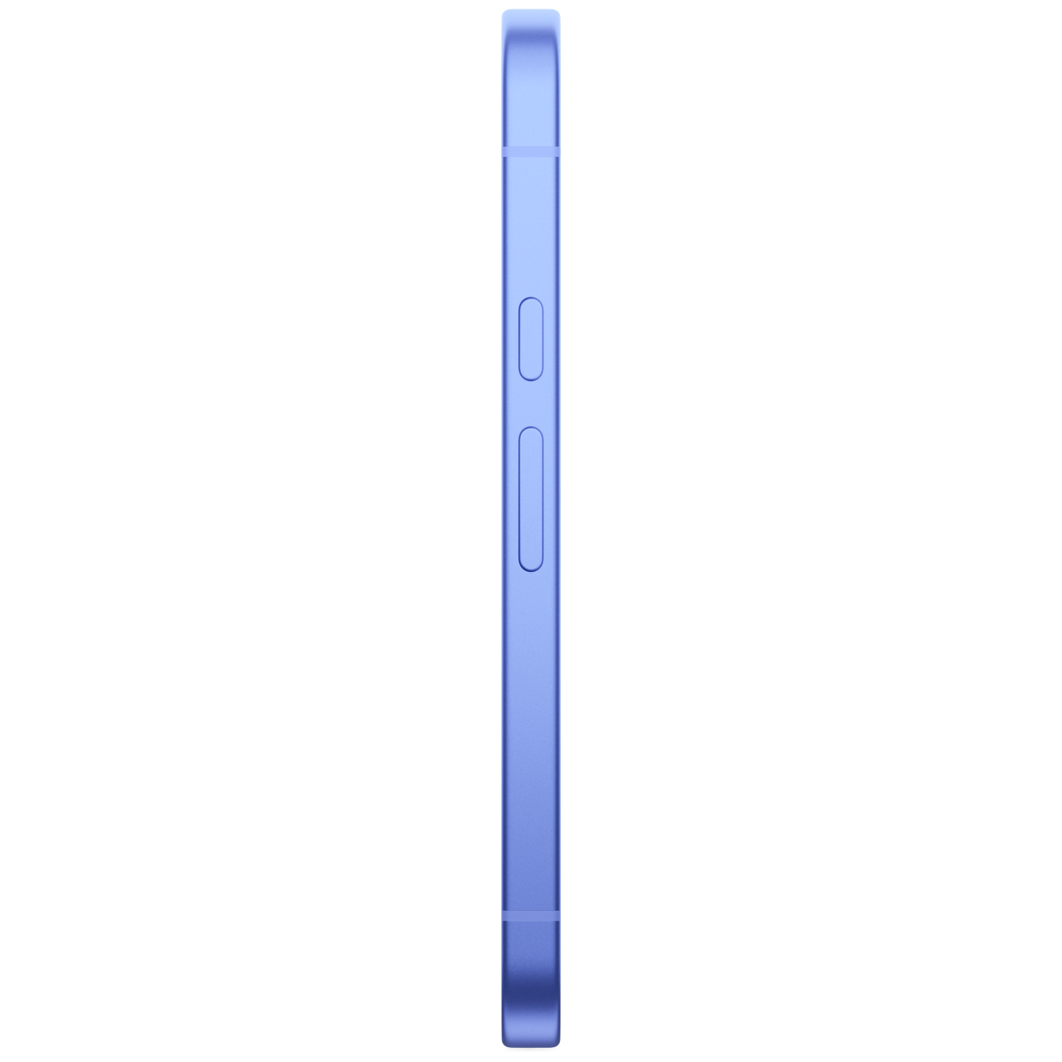 Side view of a purple phone with buttons on a white background.