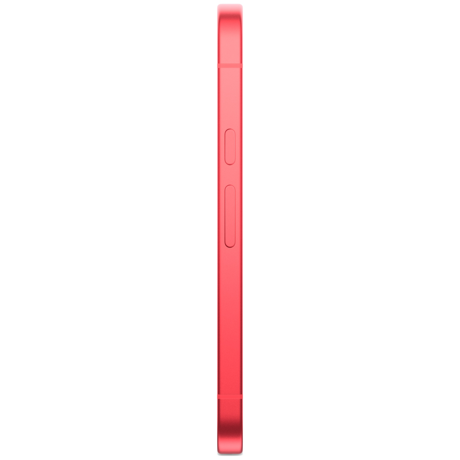Red smartphone seen from the side, showing buttons.