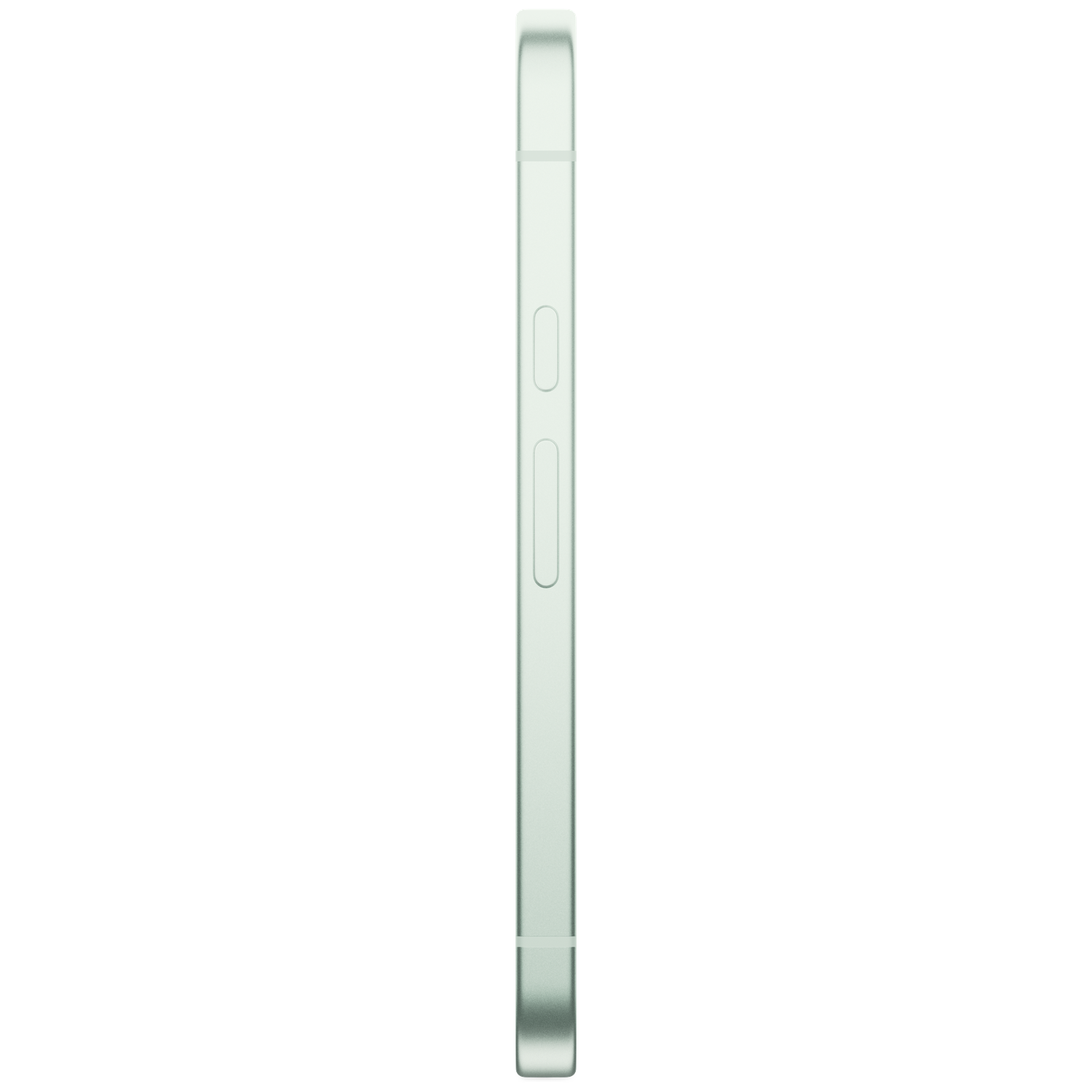 A green smartphone side with buttons on a white background.