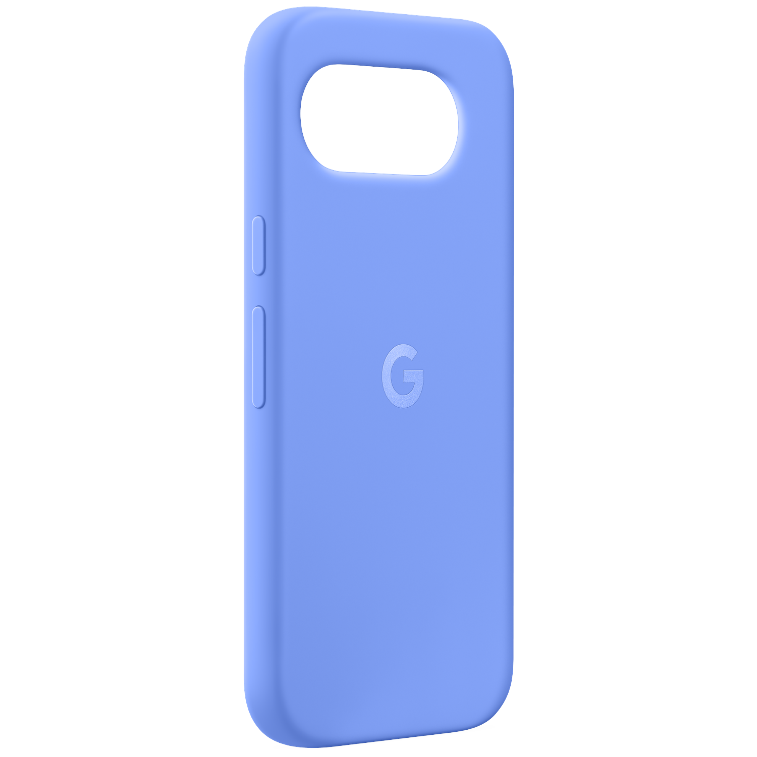 A light blue phone case with a Google logo, on a white background.