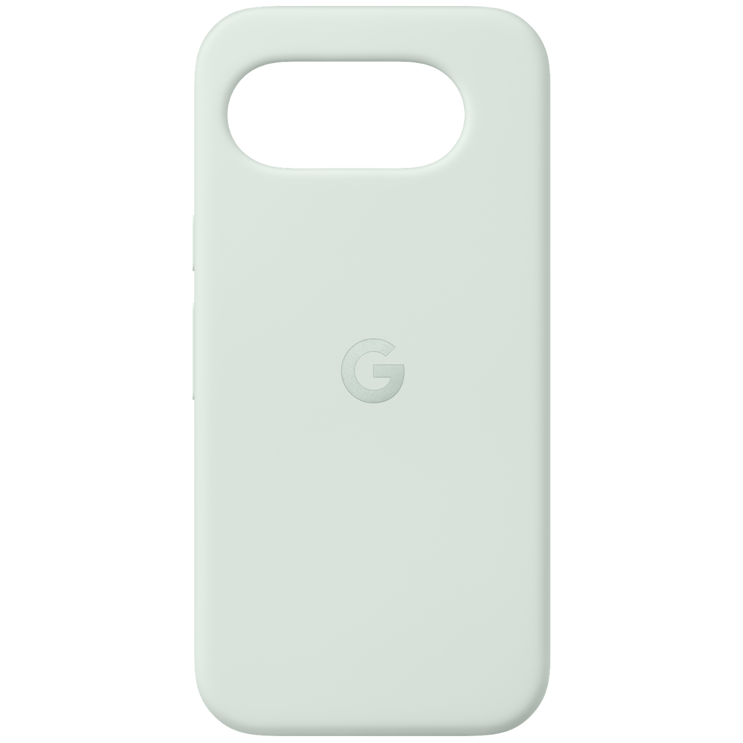 Lichte silhouet van een eenvoudige, lichtgroene Google telefoonhoes met G-logo.