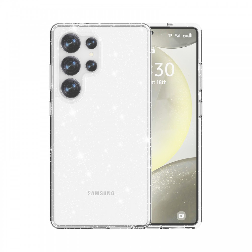 CASE AND PRO Samsung Galaxy S26 Ultra csillámos szilikon telefontok, átlátszó (GLI-S26U-TP)