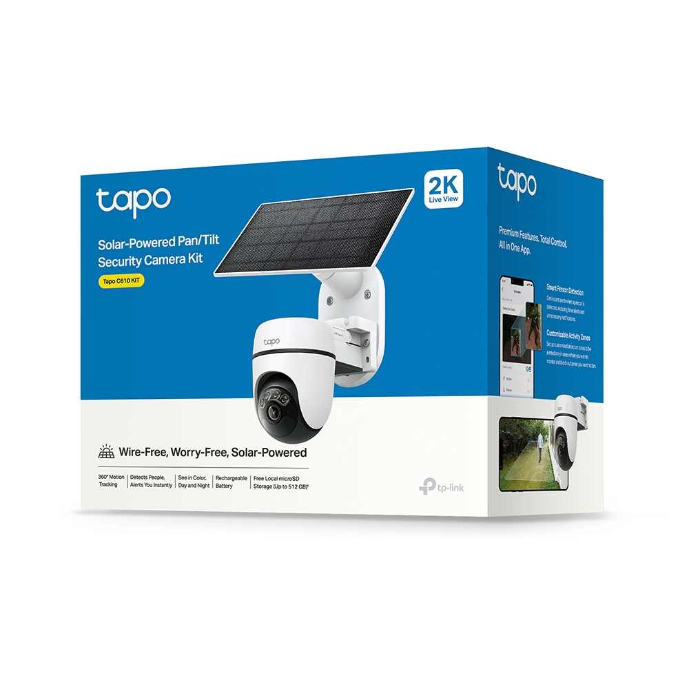 Tapo C610 napelemes Pan/Tilt biztonsági kamera készlet 2K élő képpel.