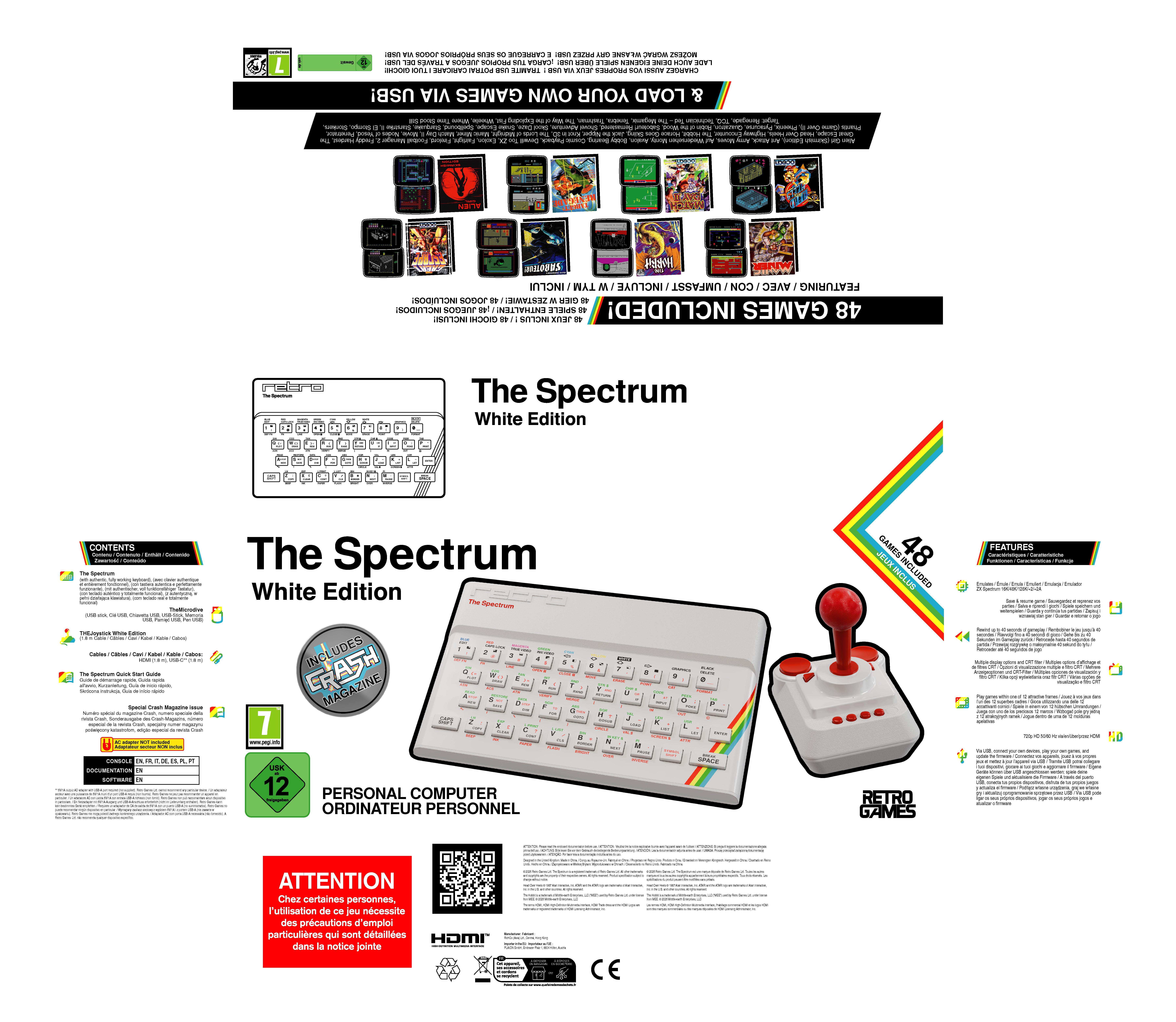 Retro-Computer mit Tastatur, Joystick und 48 Spielen. Enthält Handbuch und Crash Magazin.