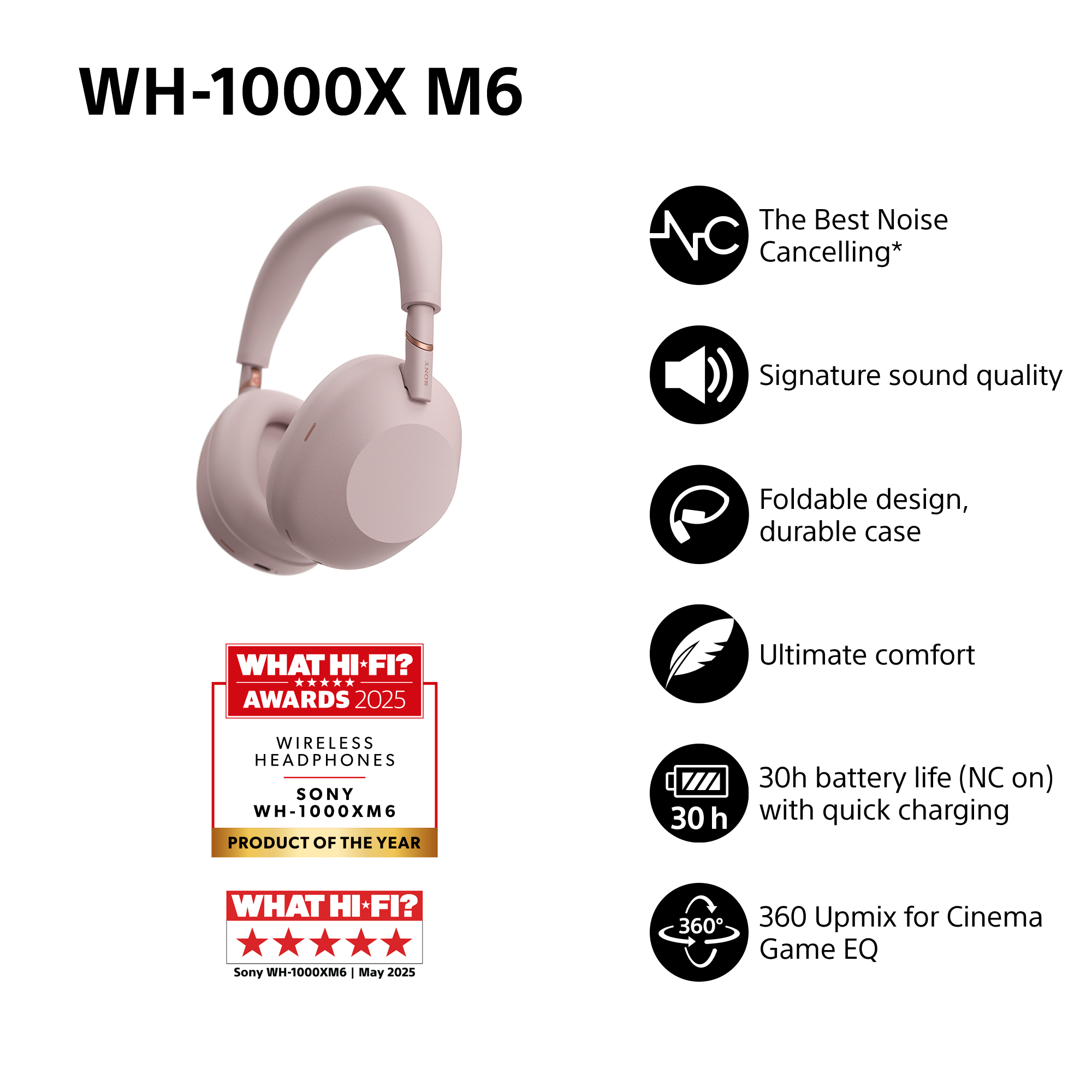 Sony WH-1000XM6 Kopfhörer: Geräuschunterdrückung, Klang, 30h Akku.