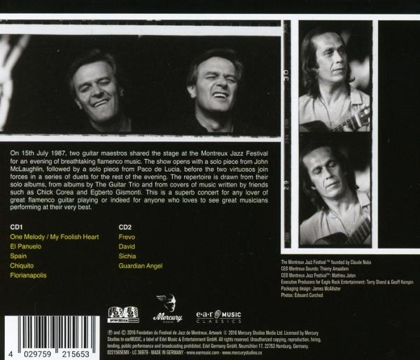 Albumcover mit Fotos von zwei Gitarristen, Trackliste und Text.