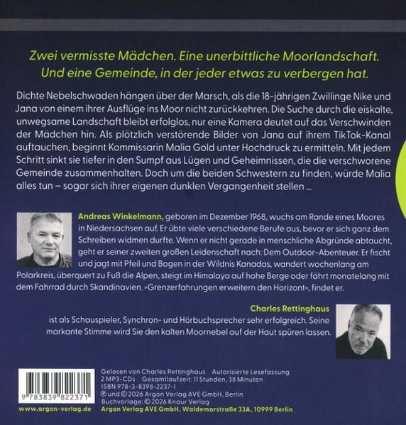 Buchcover: Zwei Mädchen verschwunden; Moorlandschaft. Infos zu Autor und Sprecher.