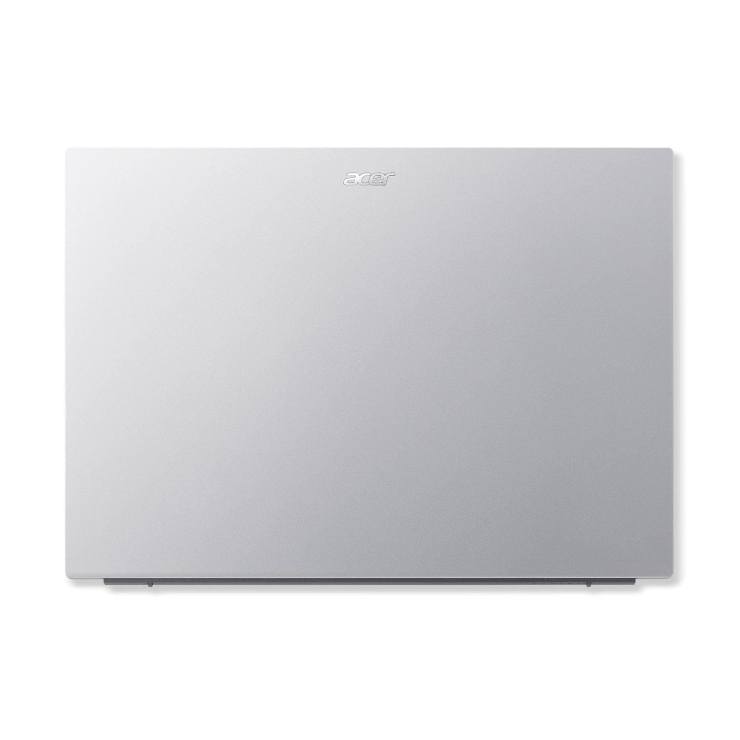 Laptop Acer argentato chiuso su sfondo bianco.