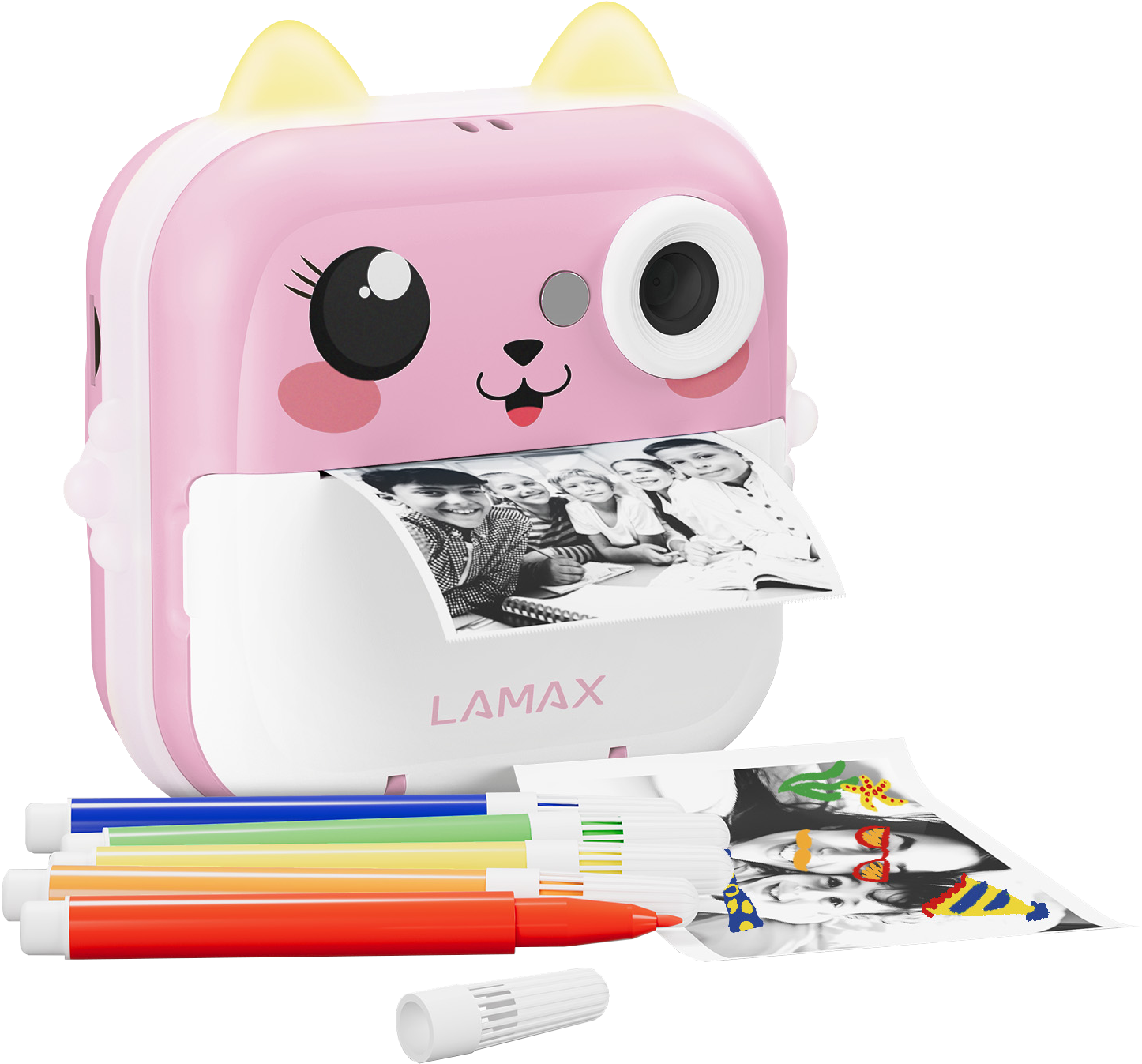 LAMAX InstaKid2 AI Plus Pink Hőpapíros gyerek fényképező Rózsaszín