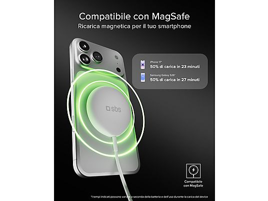 Cargador móvil inalámbrico | CellularLine MAG Qi2, Pad magnético de carga rápida, Compatible con MagSafe, 15 W, Universal, Blanco Cargador móvil inalámbrico | CellularLine MAG Qi2, Pad magnético de carga rápida, Compatible con MagSafe, 15 W, Universal, Blanco