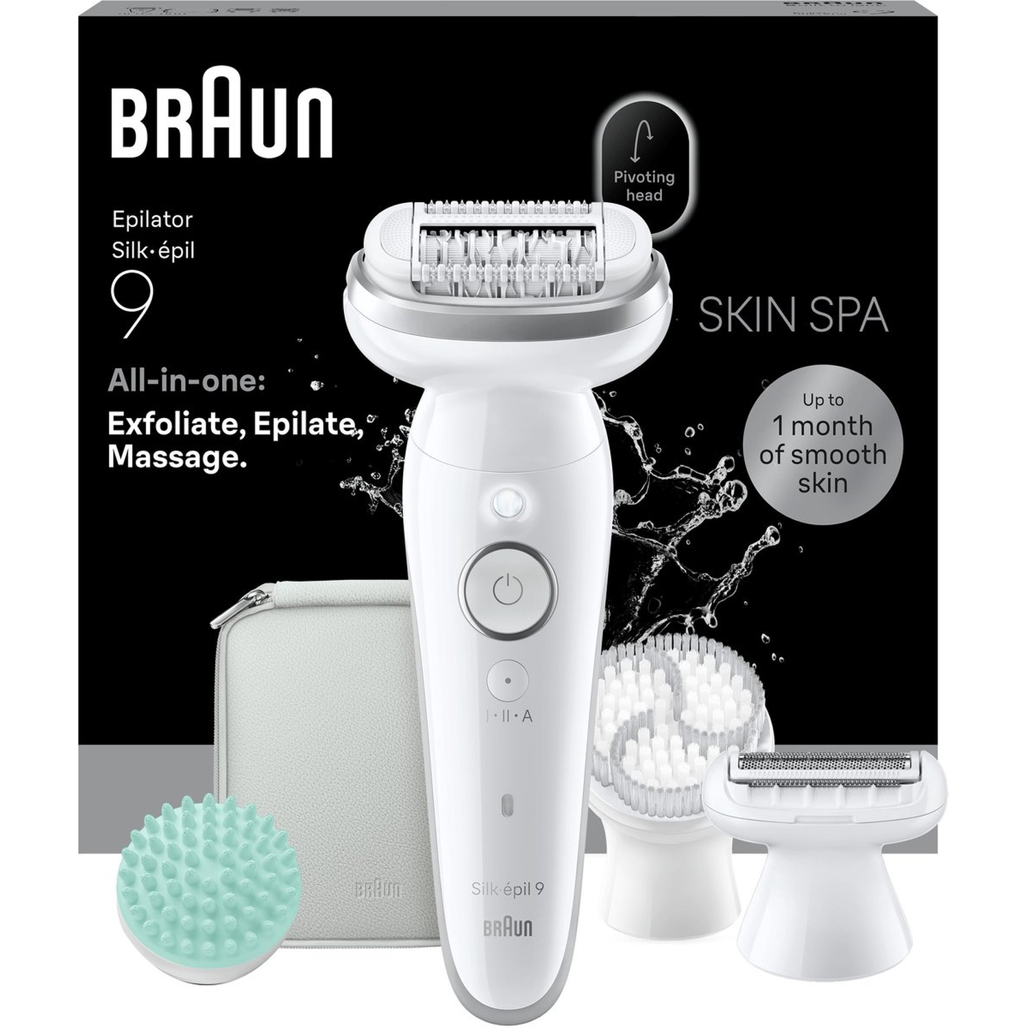 Braun Epilator Silk-épil 9 with attachments, for smooth skin.