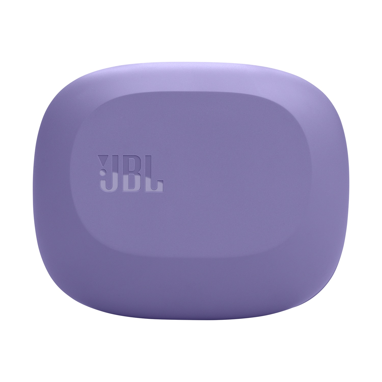 Custodia di ricarica JBL viola, forma quadrata arrotondata.