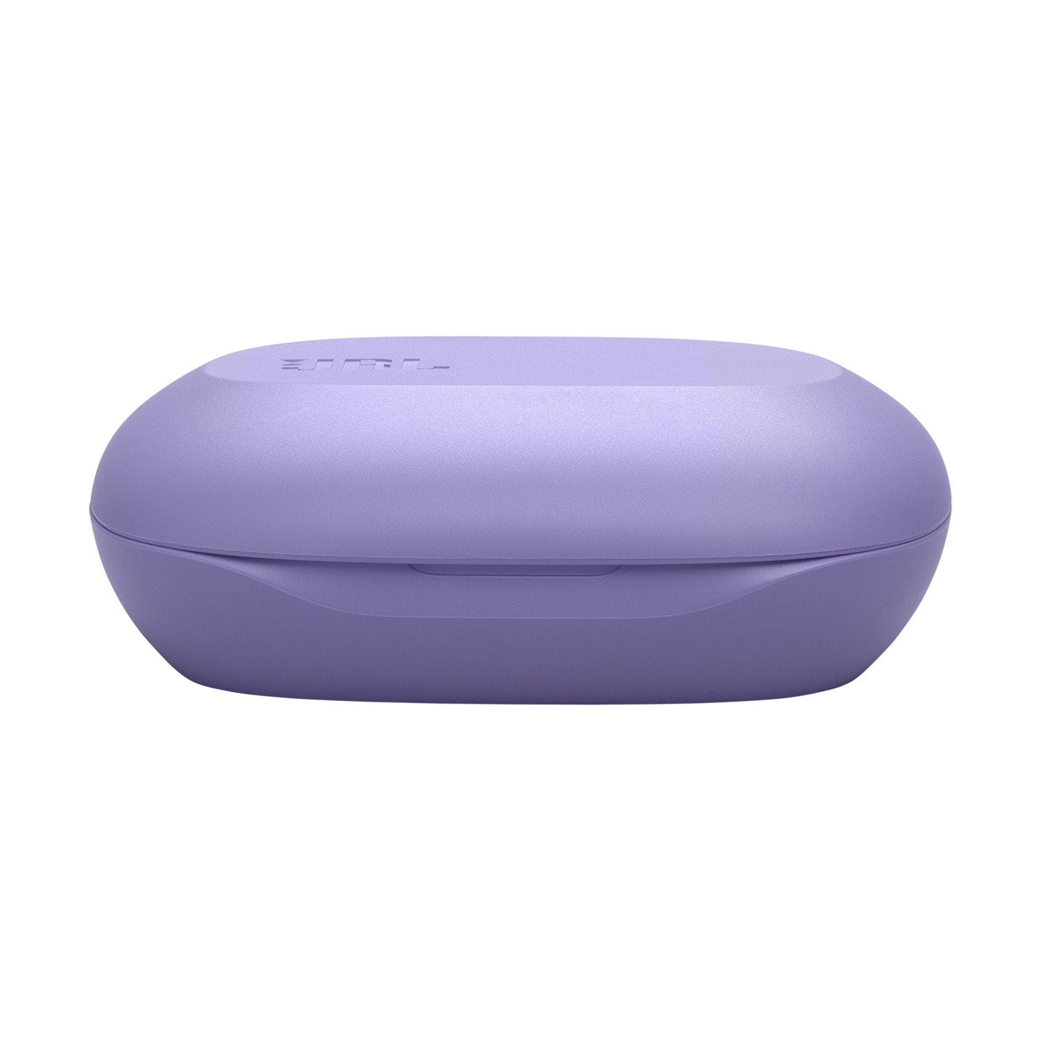 Una custodia di ricarica lavanda per auricolari dal design ovale e liscio.