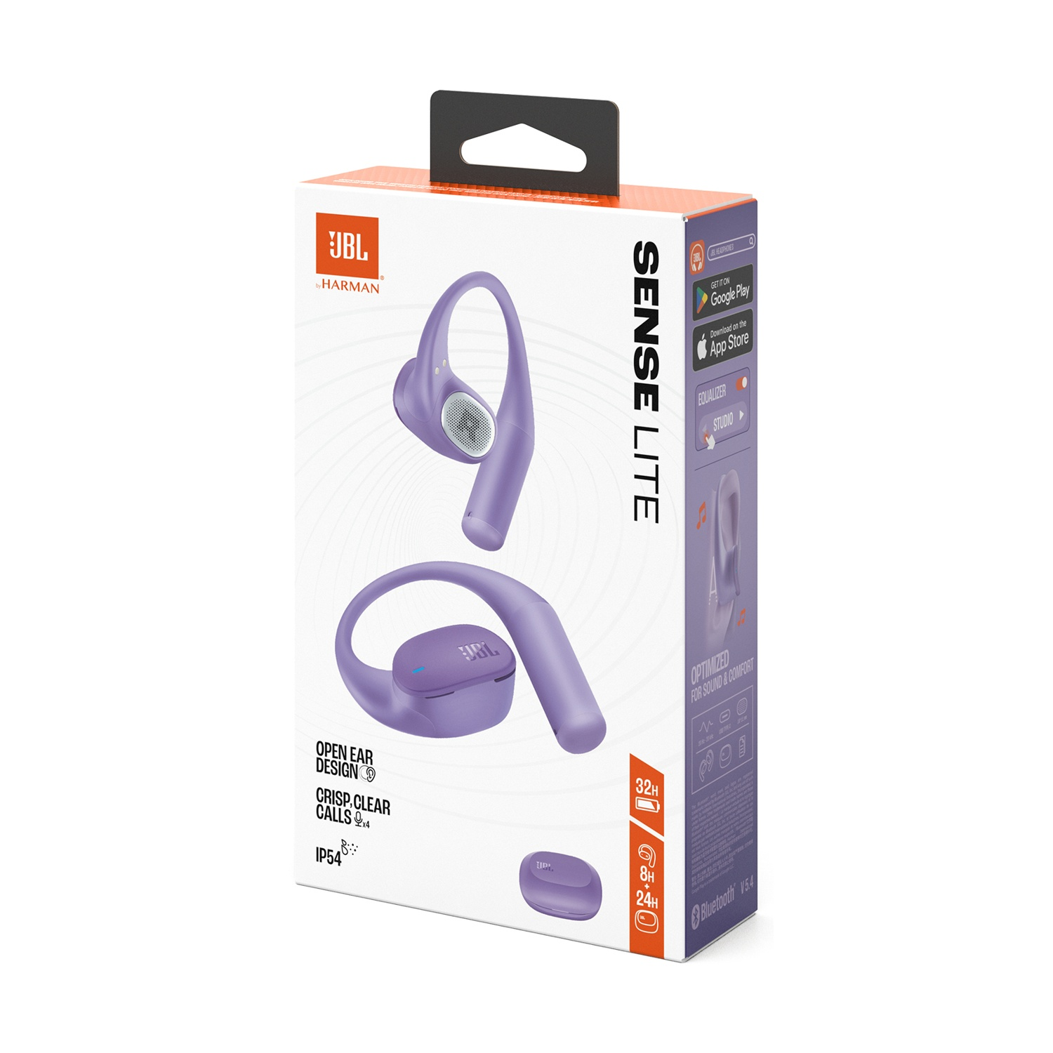 Confezione viola JBL Sense Lite con immagine degli auricolari.