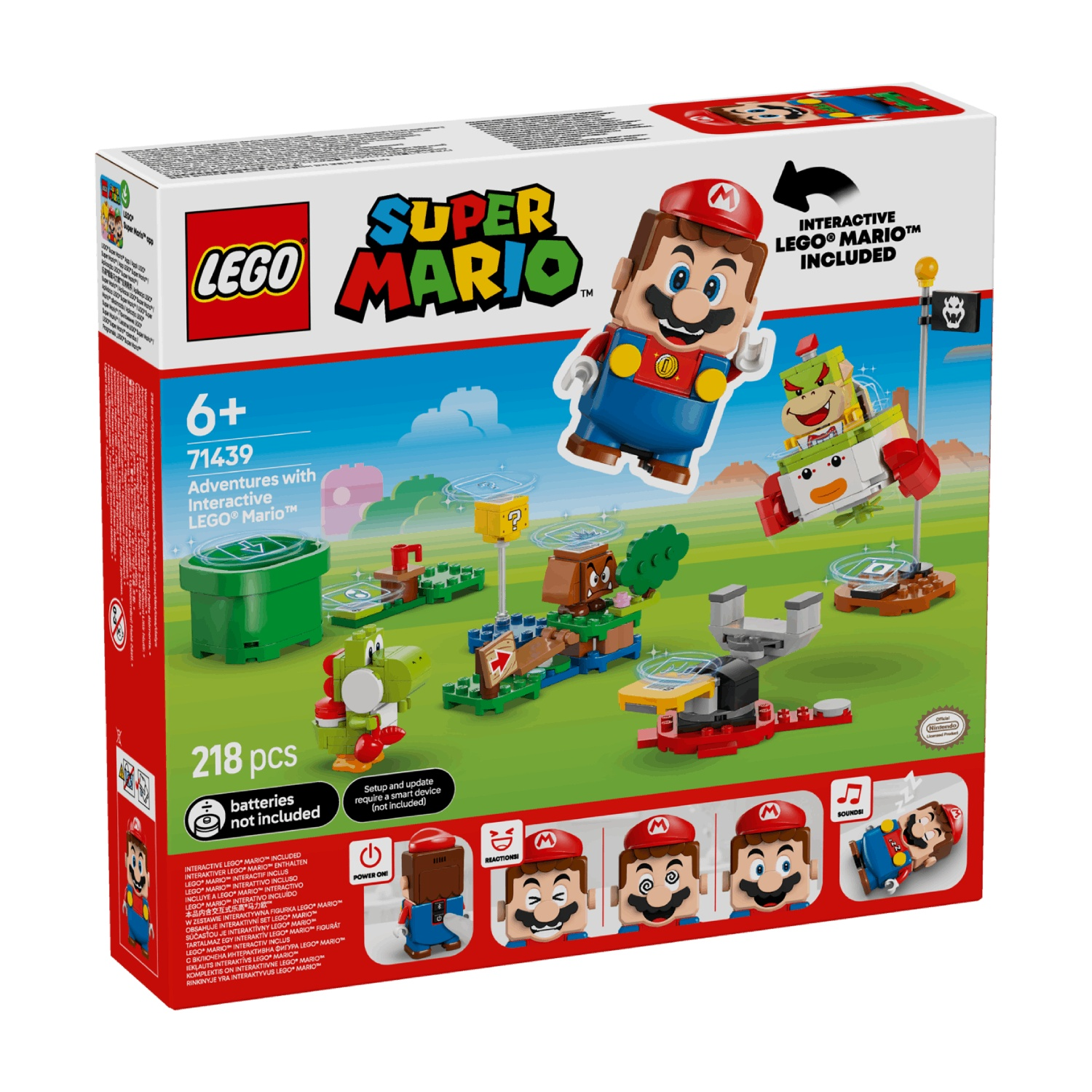 Lego Super Mario set with Mario and Yoshi, 218 pieces.