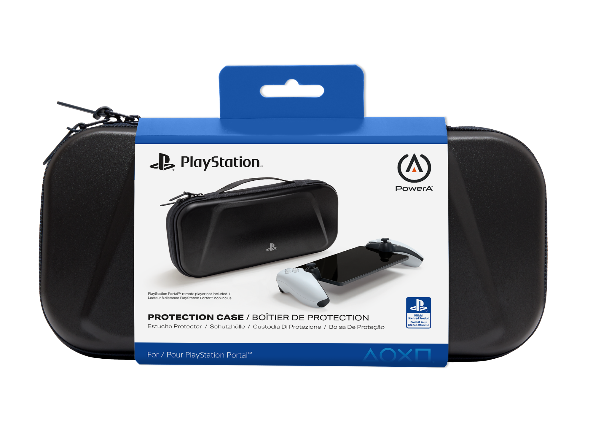 PlayStation Portal Schutzhülle mit PlayStation und PowerA Logo. Enthält eine Hülle.