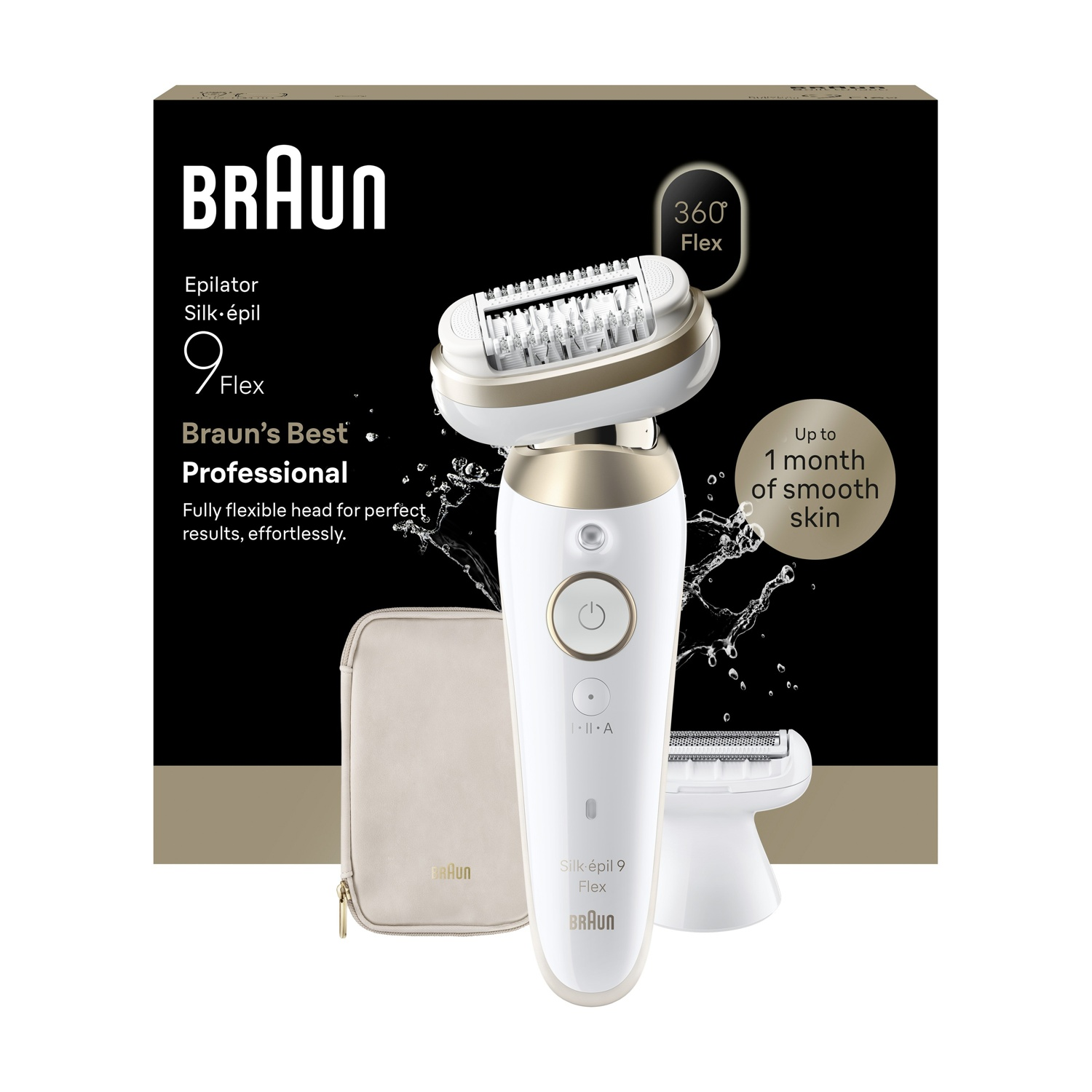 Epilatore Braun Silk-épil 9 Flex con accessori nella confezione.