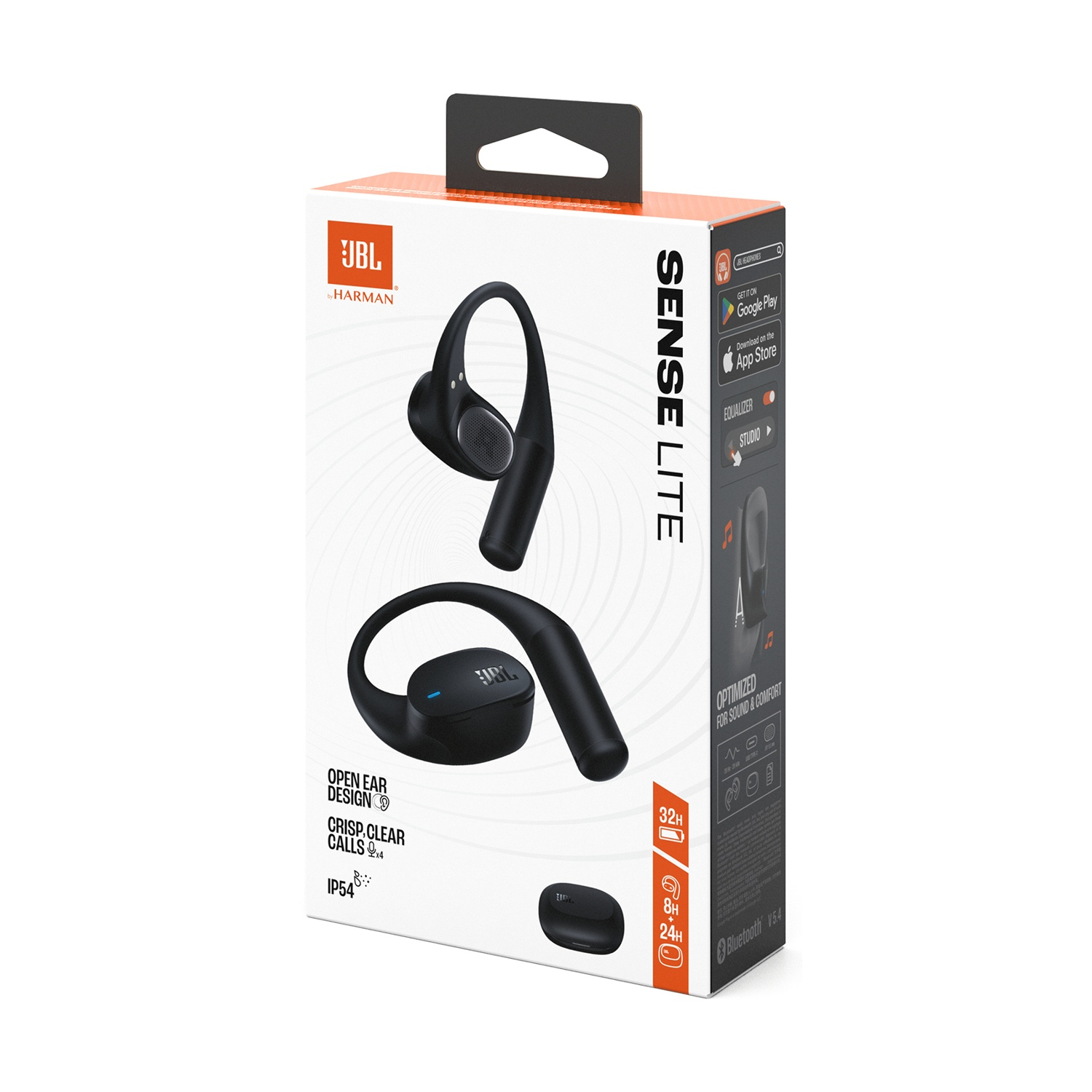 Scatola auricolari JBL Sense Lite, con auricolari e custodia di ricarica. Caratteristiche.