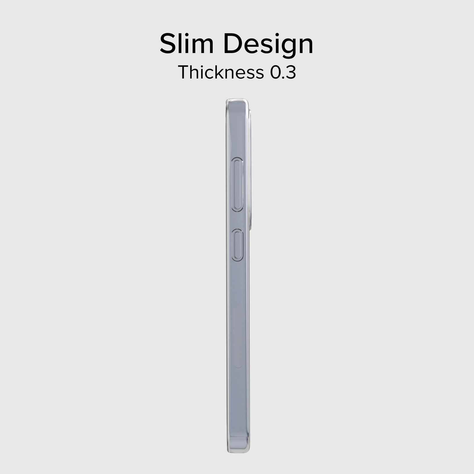 Schlankes Design, 0,3 Dicke. Grauer Hintergrund.