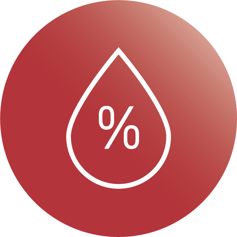 Kropla ze znakiem procentu wewnątrz na czerwonym okręgu.